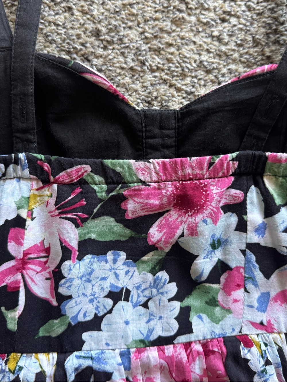 Forever 21 Mini Floral Flowers Sun Dress Pink Black Size Small - Picture 6 of 7
